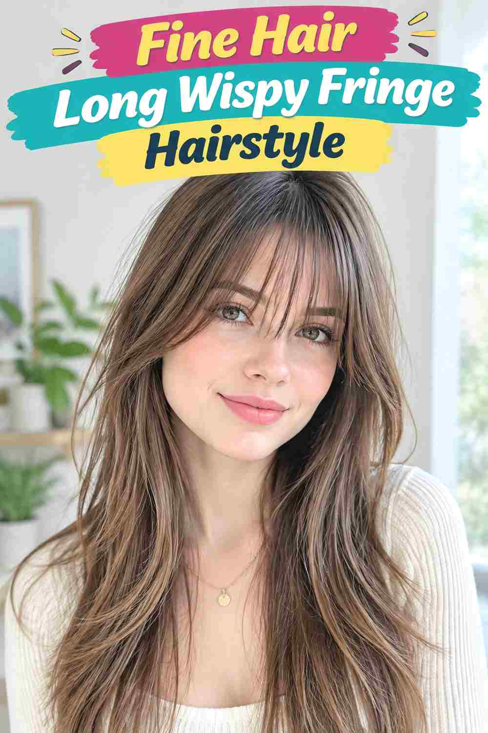 Fine Hair Long Wispy Fringe Hairstyle