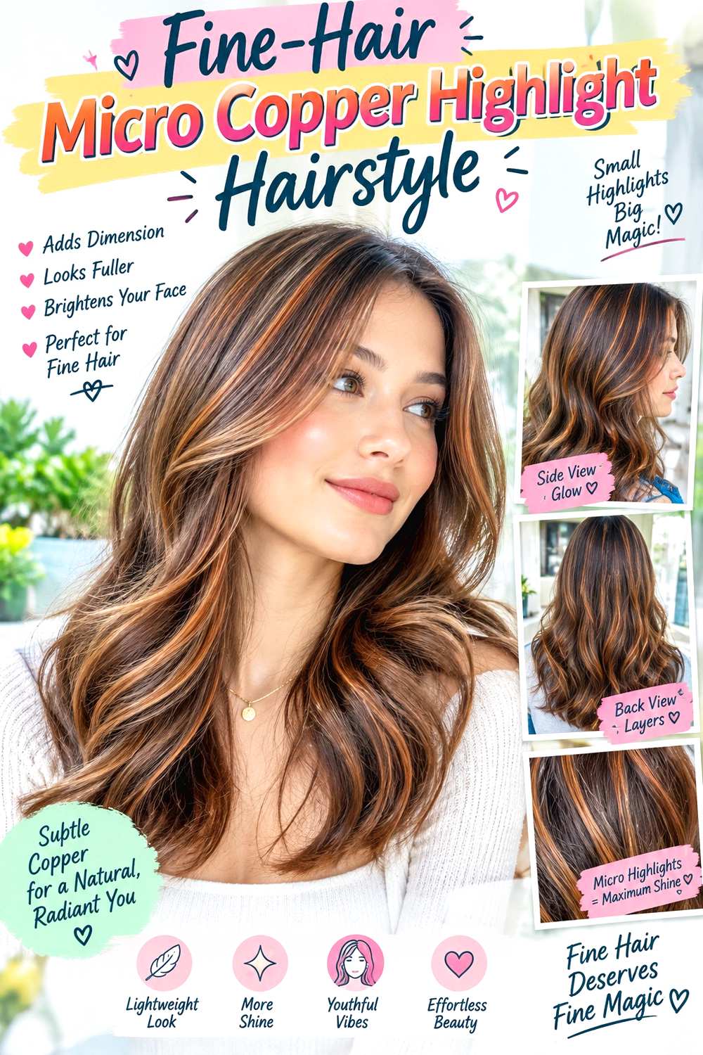 Fine-Hair Micro Copper Highlight Hairstyle