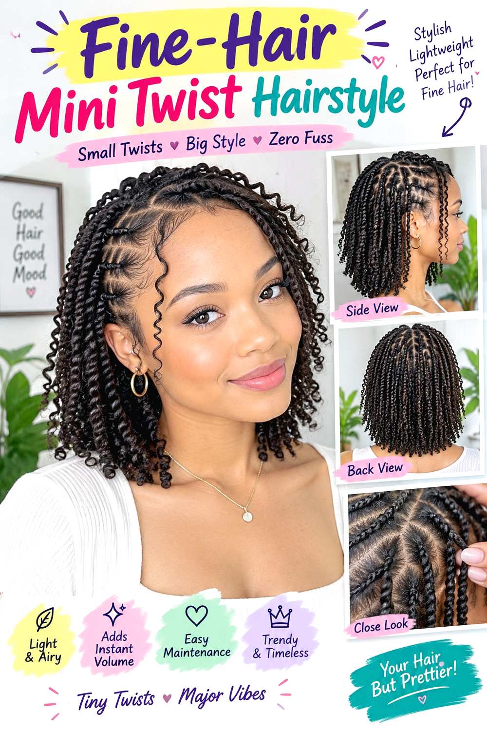 Fine-Hair Mini Twist Hairstyle