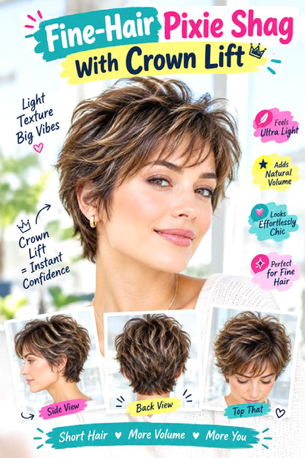 Fine-Hair Pixie Shag With Crown Lift