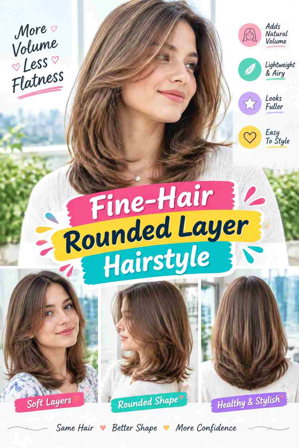 Fine-Hair Rounded Layer Hairstyle