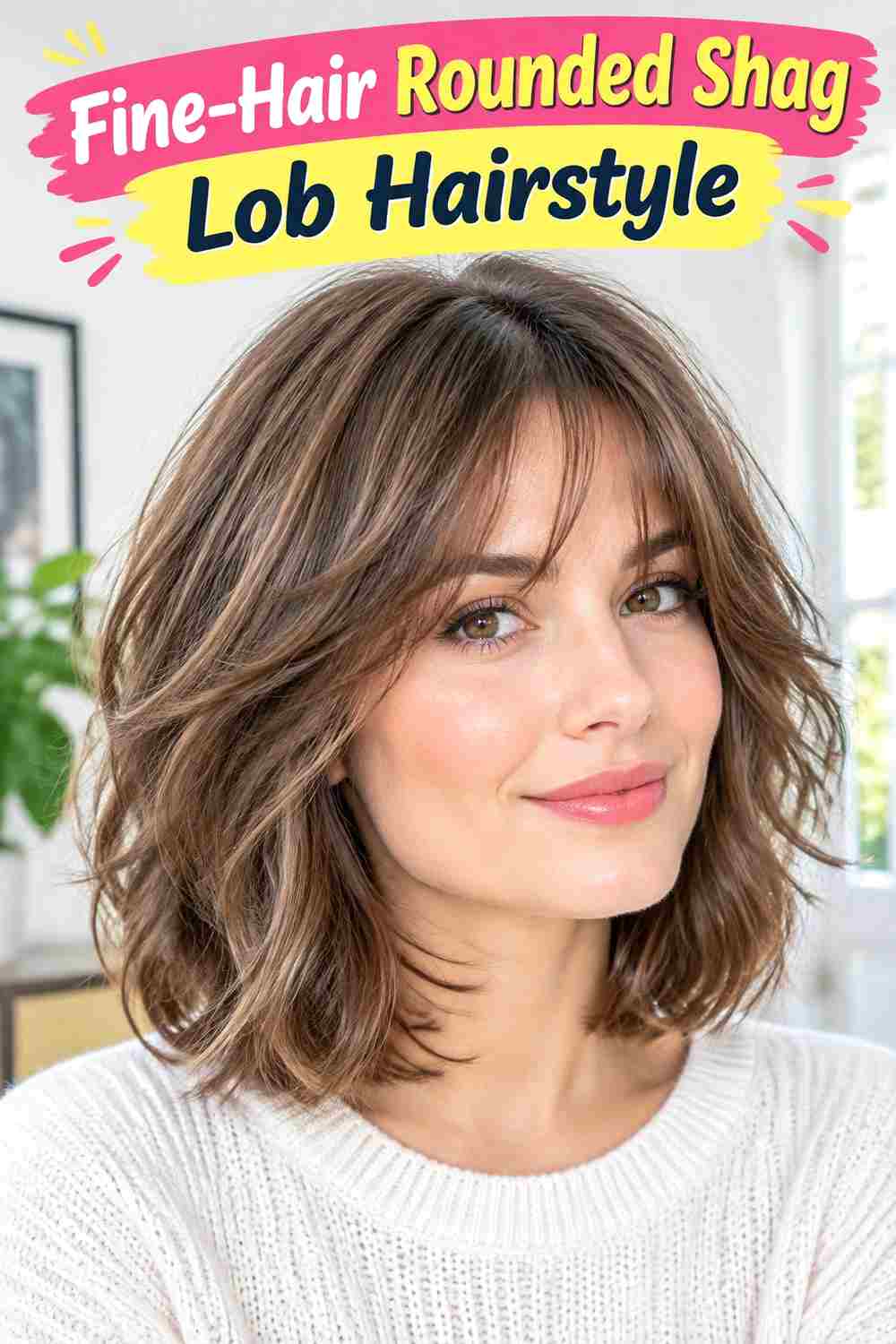 Fine-Hair Rounded Shag Lob Hairstyle