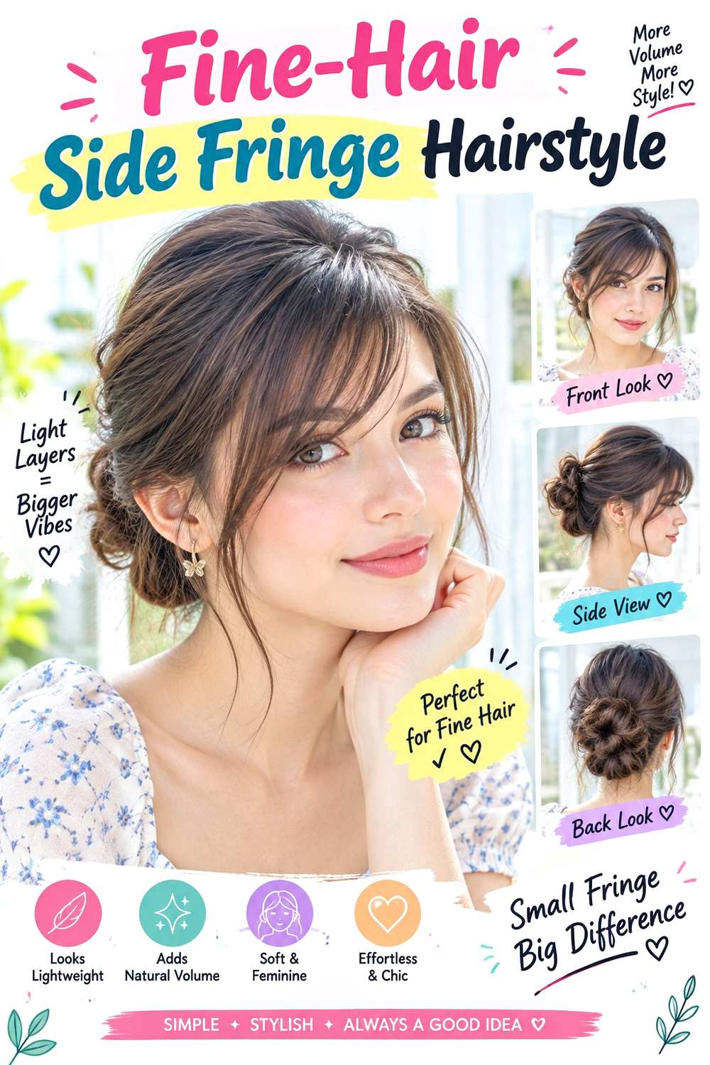 Fine-Hair Side Fringe Hairstyle