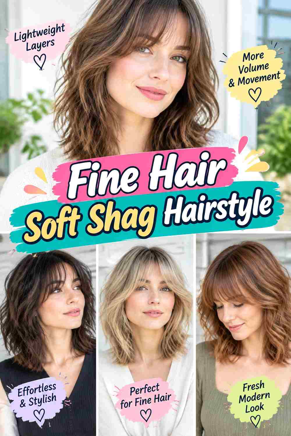 Fine Hair Soft Shag Hairstyle