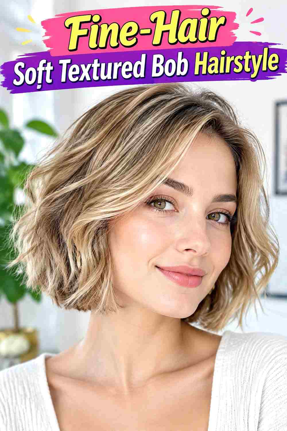 Fine-Hair Soft Textured Bob Hairstyle