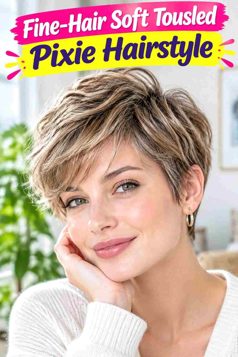 Fine-Hair Soft Tousled Pixie Hairstyle