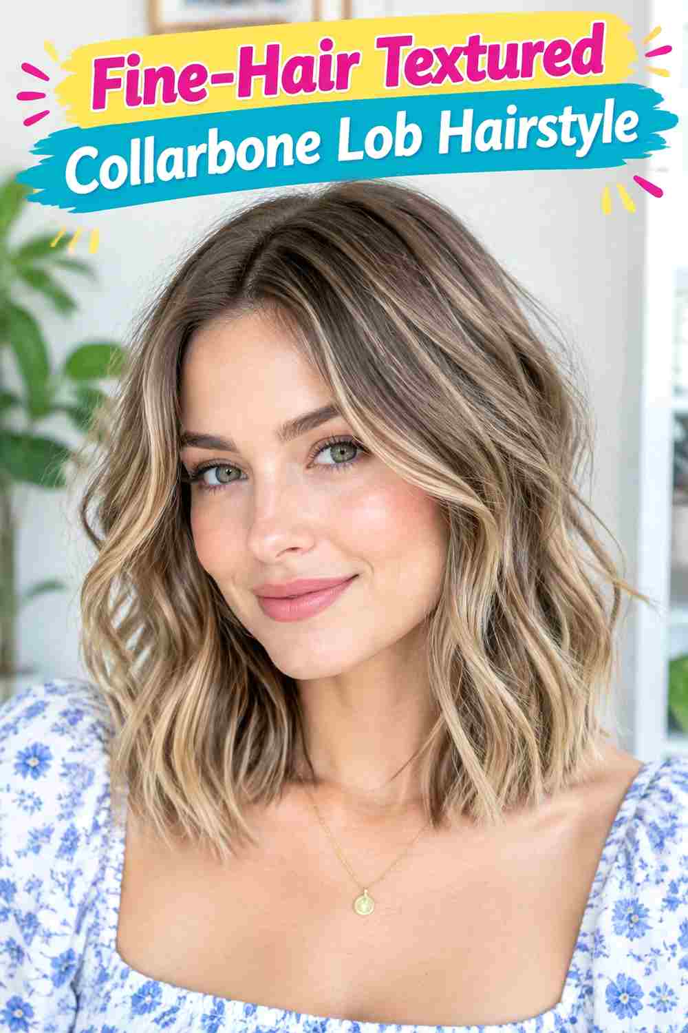 Fine-Hair Textured Collarbone Lob Hairstyle