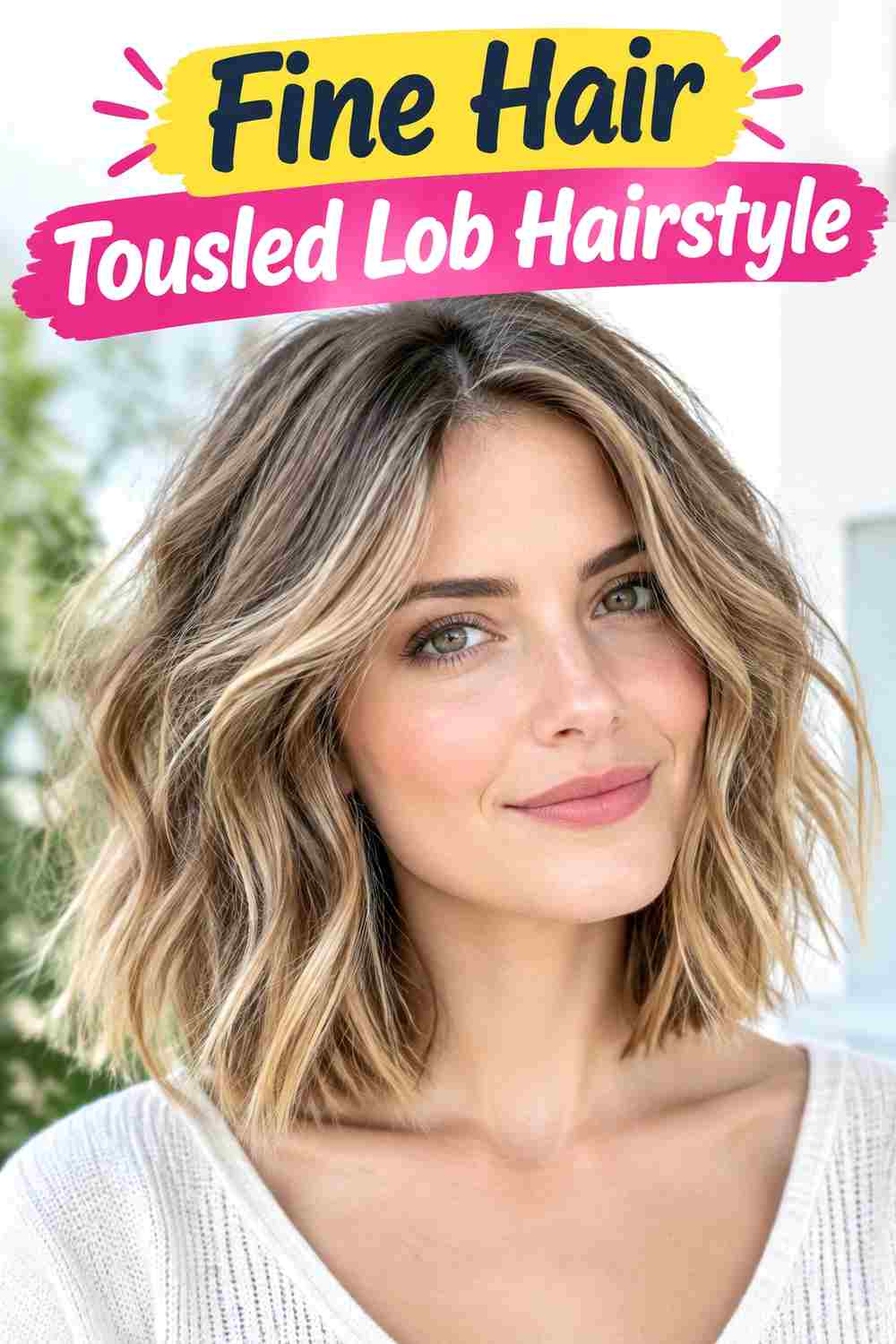 Fine Hair Tousled Lob Hairstyle