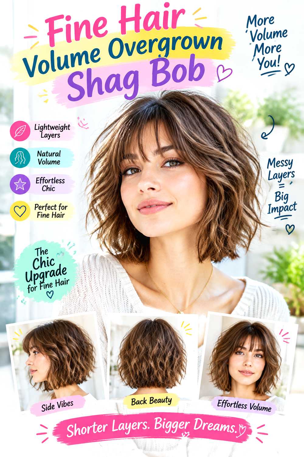 Fine Hair Volume Overgrown Shag Bob