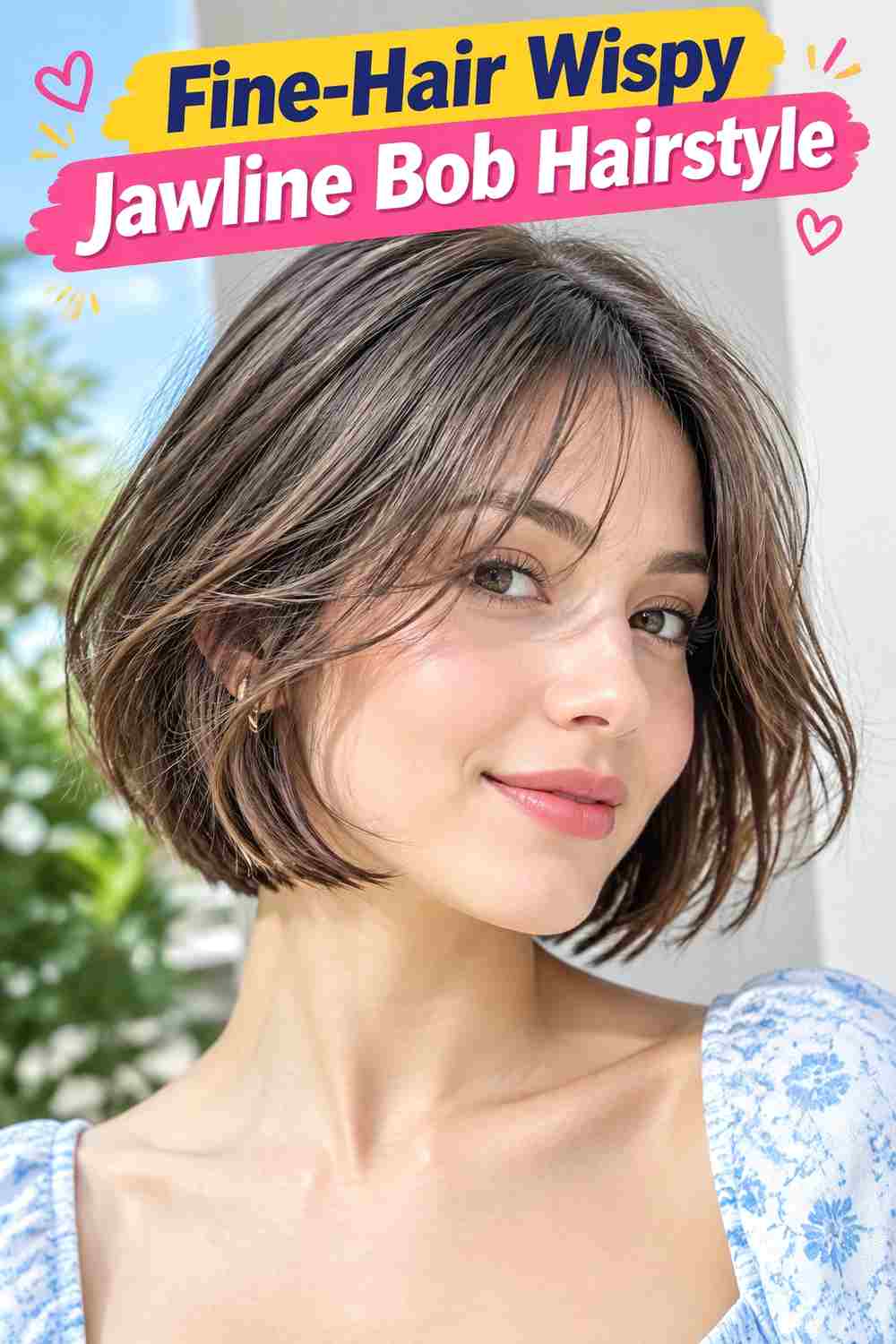 Fine-Hair Wispy Jawline Bob Hairstyle