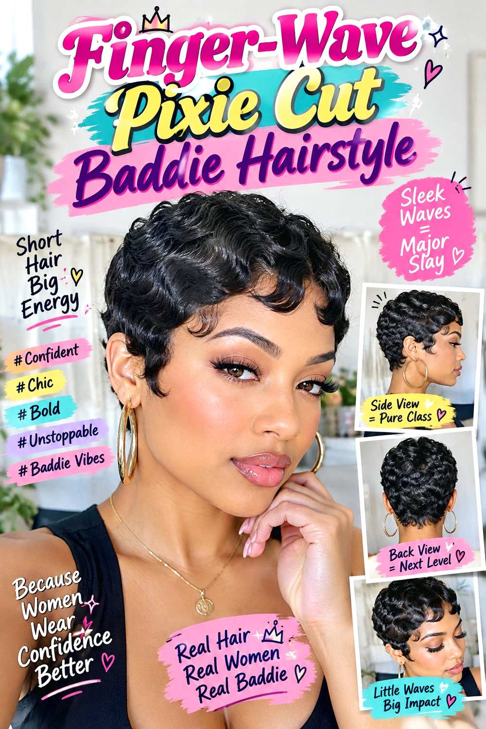 Finger-Wave Pixie Cut Baddie Hairstyle