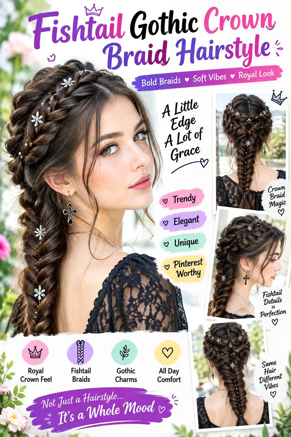 Fishtail Gothic Crown Braid Hairstyle