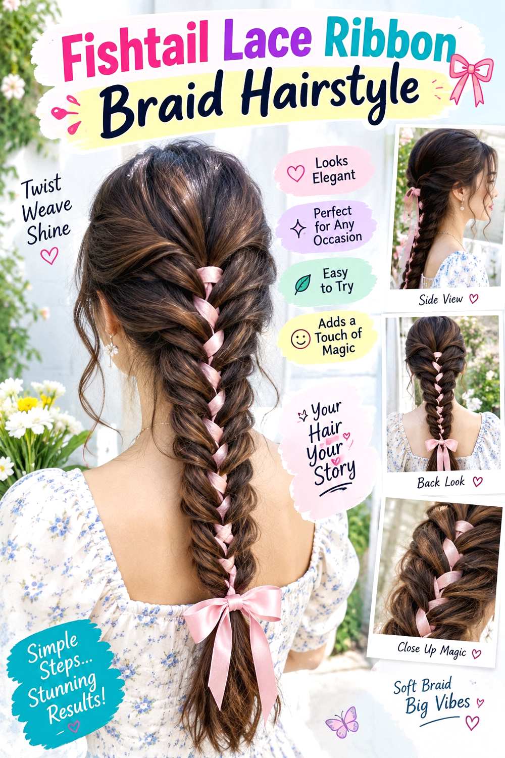 Fishtail Lace Ribbon Braid Hairstyle