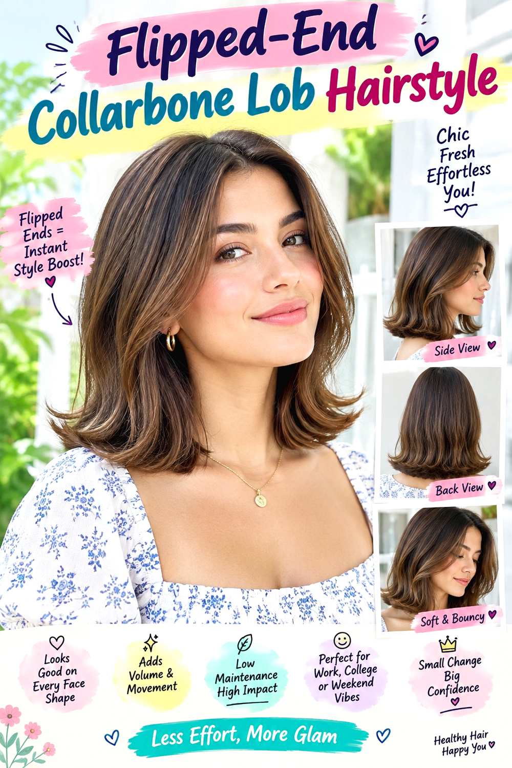 Flipped-End Collarbone Lob Hairstyle
