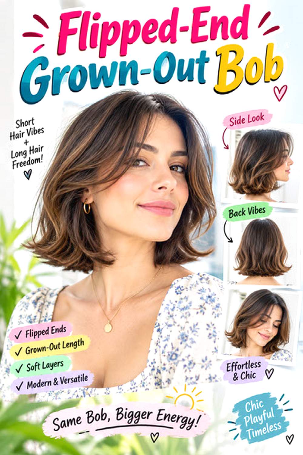 Flipped-End Grown-Out Bob