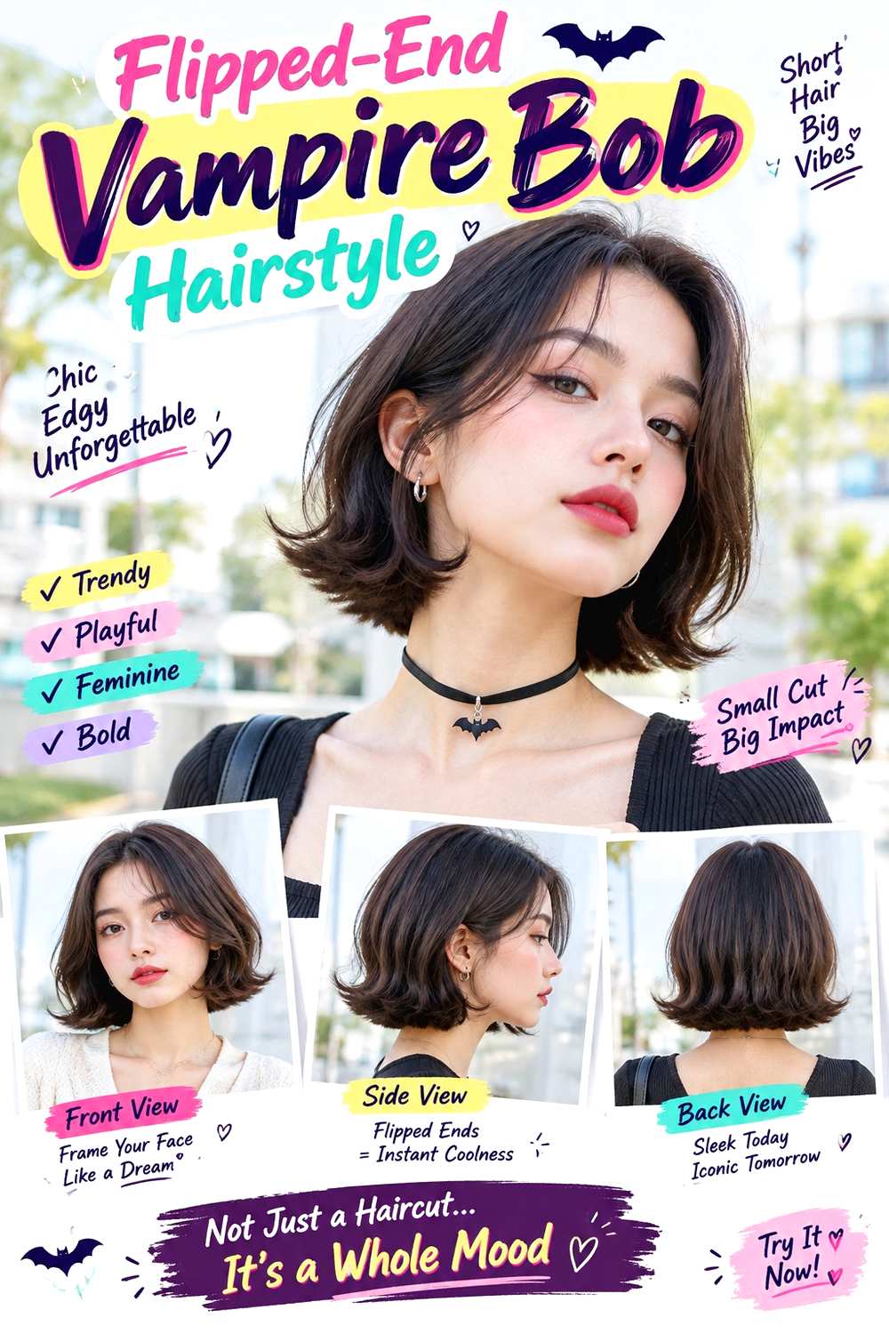 Flipped-End Vampire Bob Hairstyle