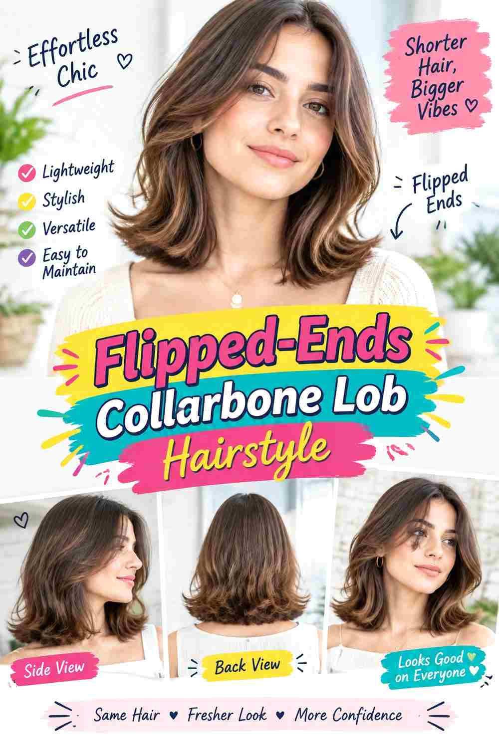 Flipped-Ends Collarbone Lob Hairstyle
