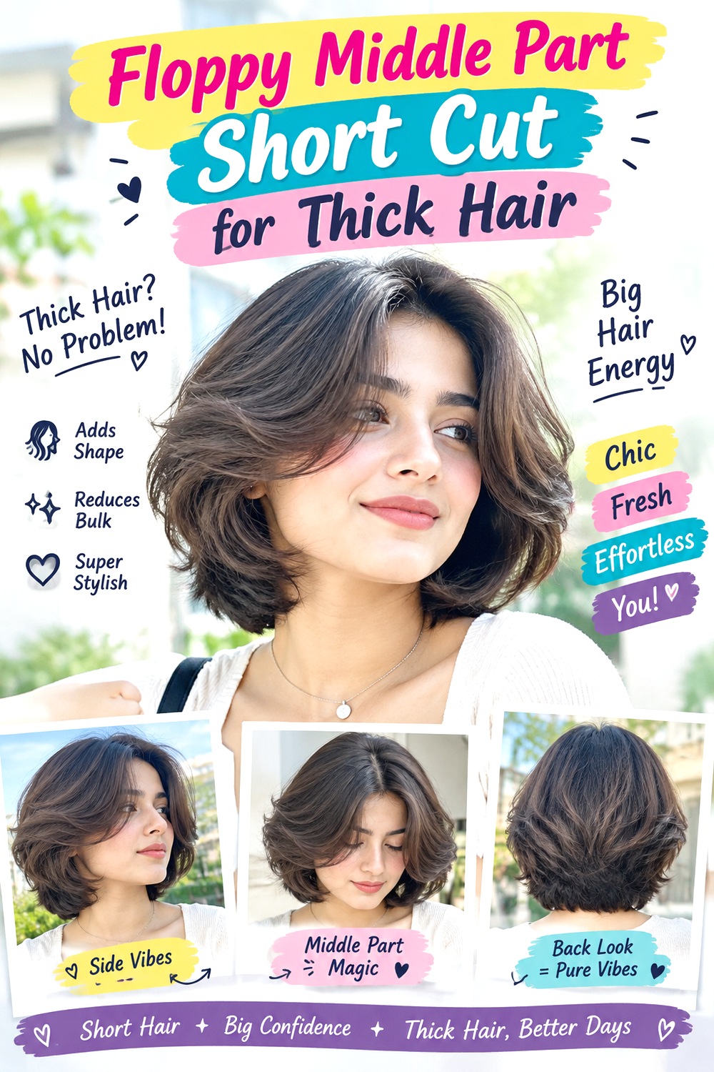 Floppy Middle Part Short Cut for Thick Hair hairstyle