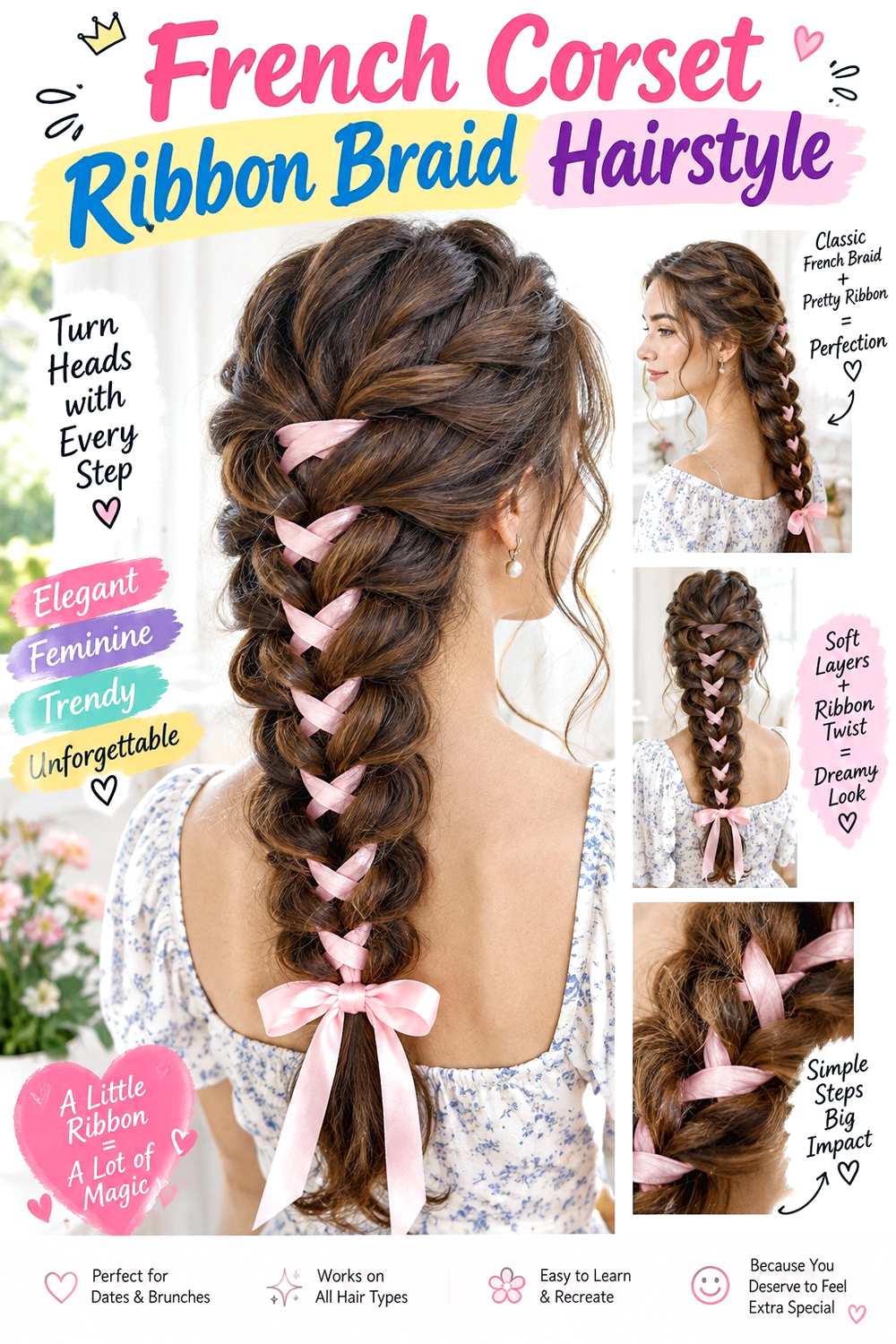French Corset Ribbon Braid Hairstyle