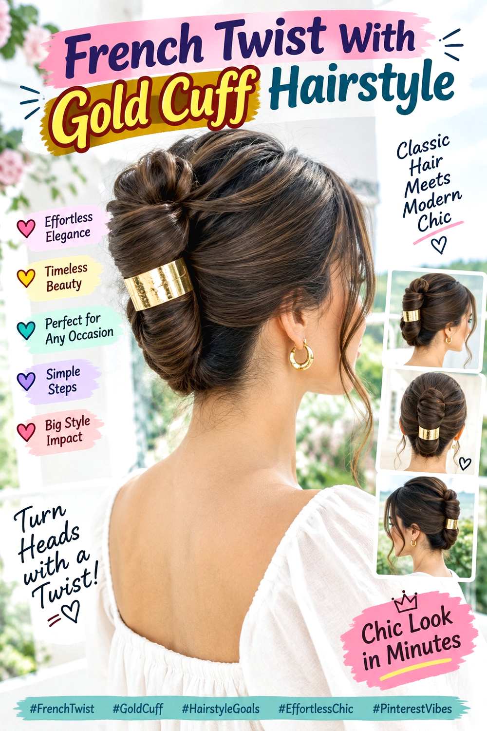 French Twist With Gold Cuff Hairstyle