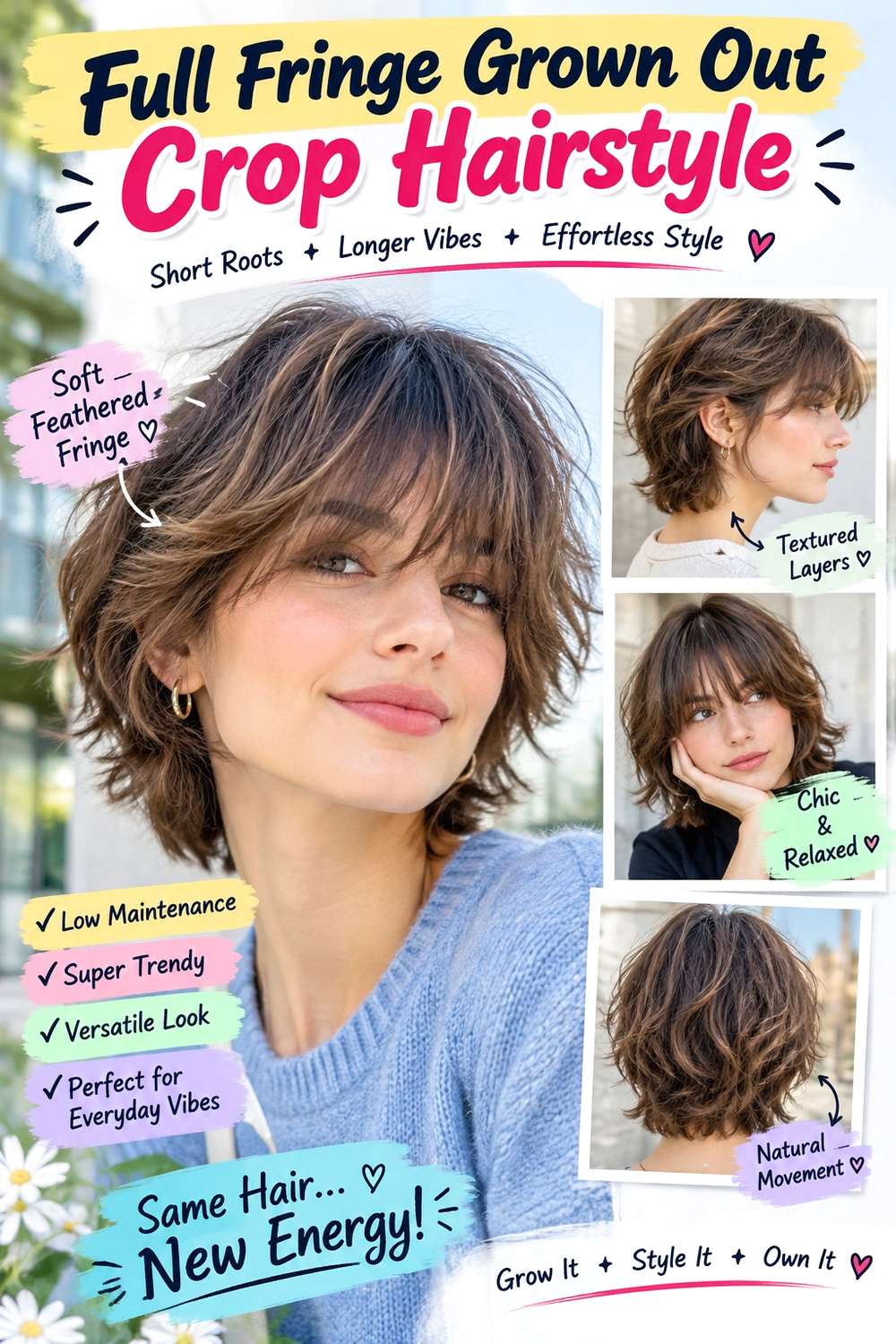 Full Fringe Grown Out Crop Hairstyle