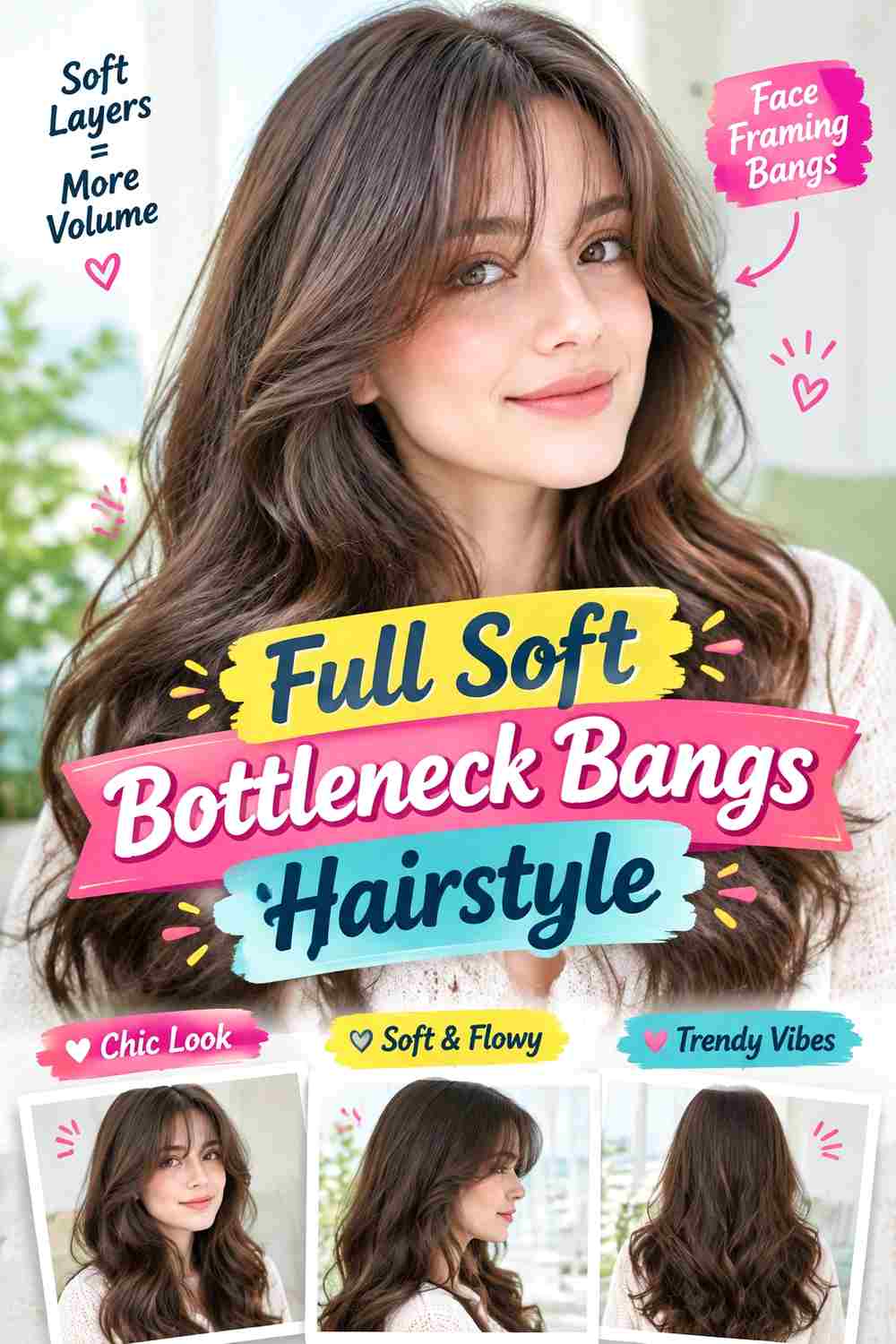 Full Soft Bottleneck Bangs Hairstyle