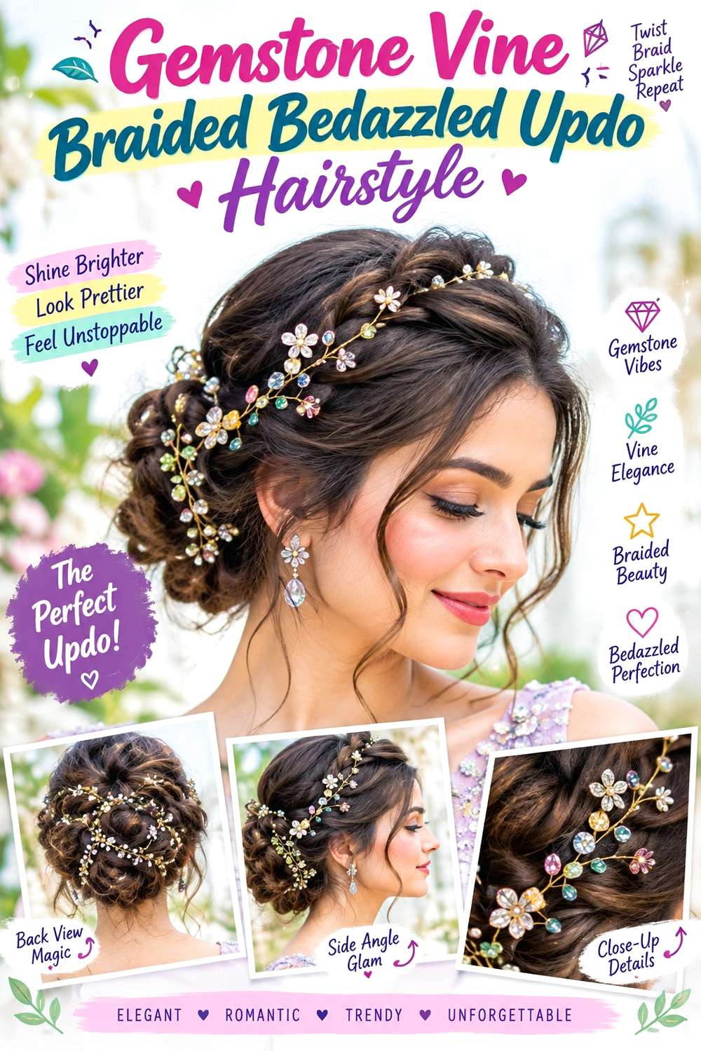 Gemstone Vine Braided Bedazzled Updo Hairstyle