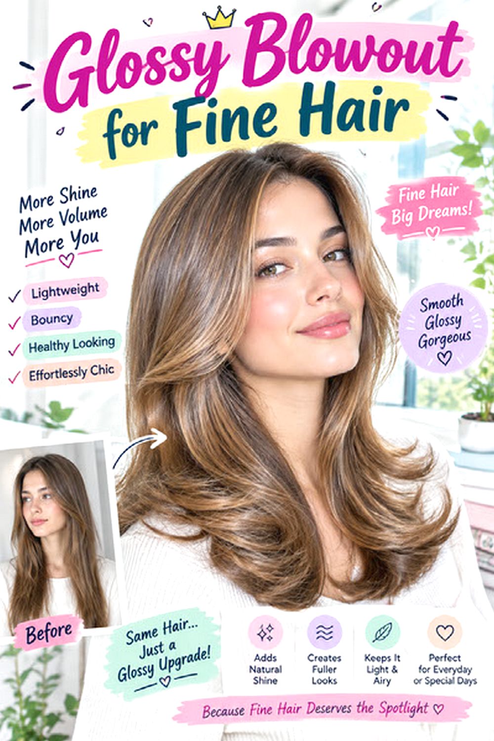 Glossy Blowout for Fine Hair hairstyle