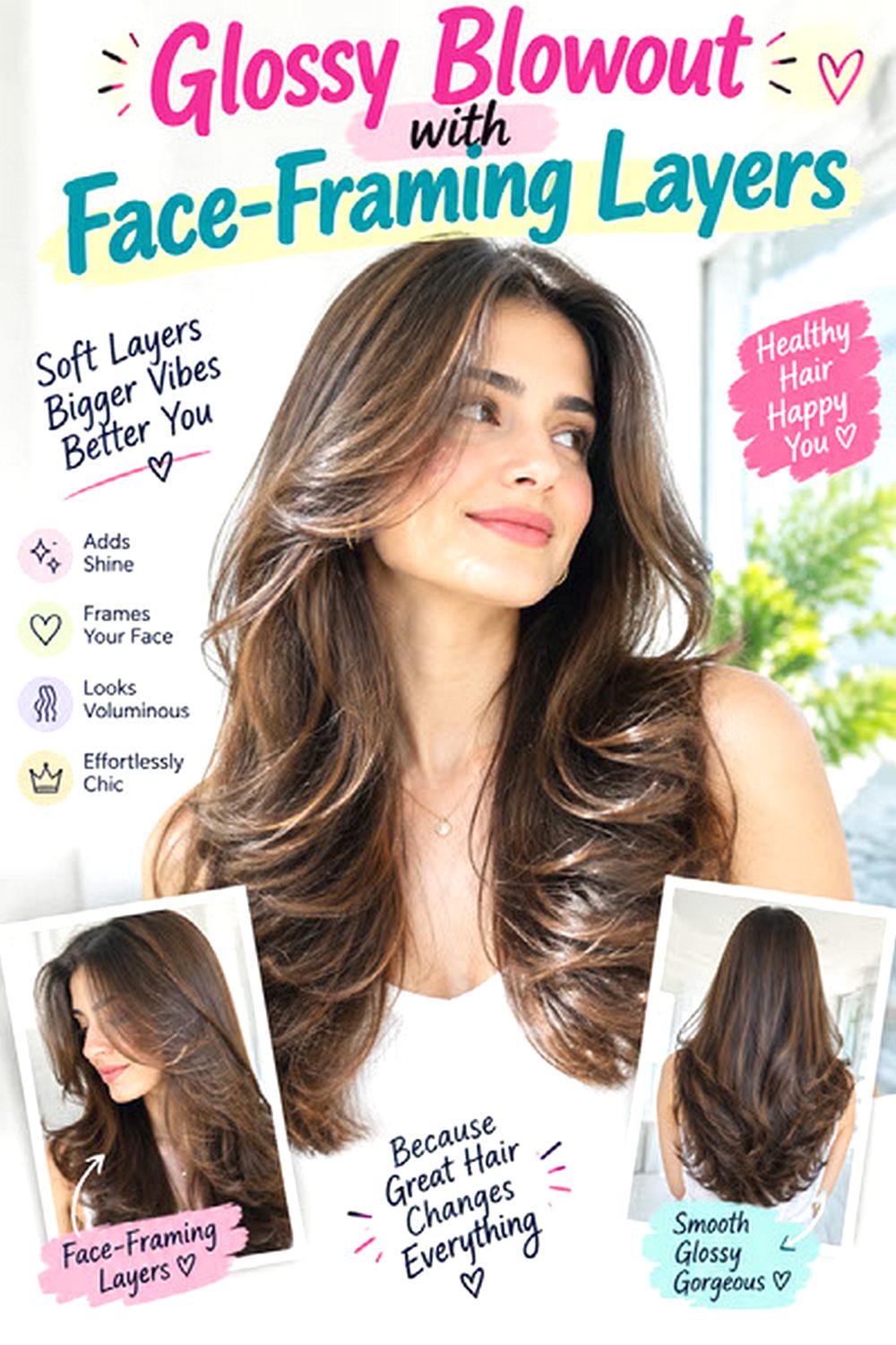 Glossy Blowout with Face-Framing Layers hairstyle