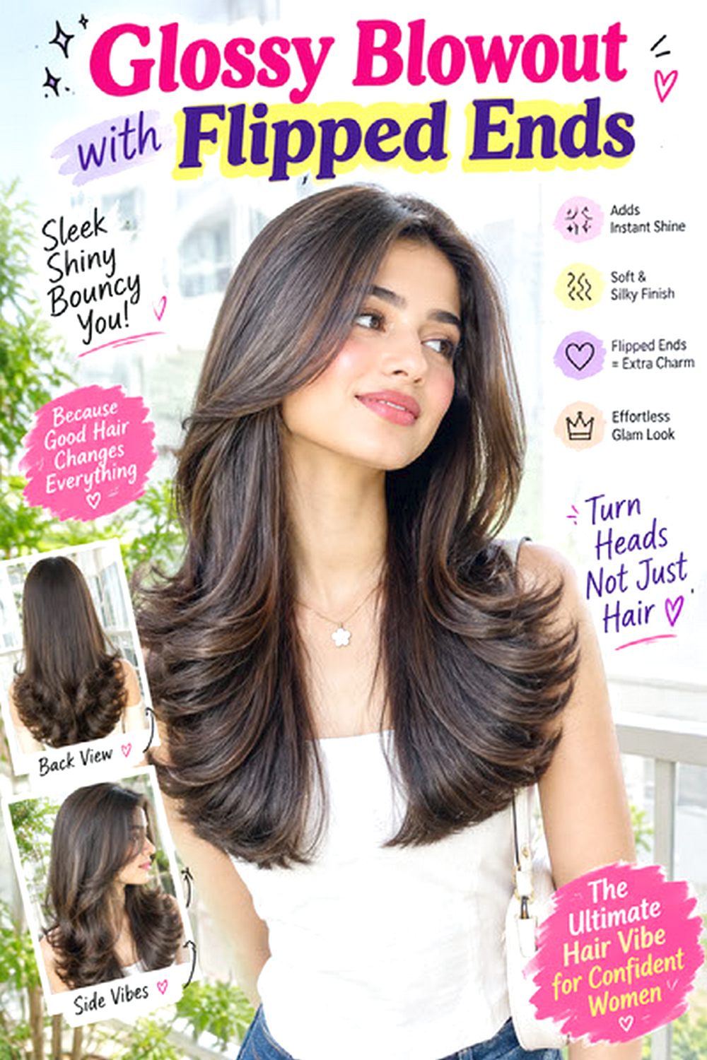 Glossy Blowout with Flipped Ends hairstyle