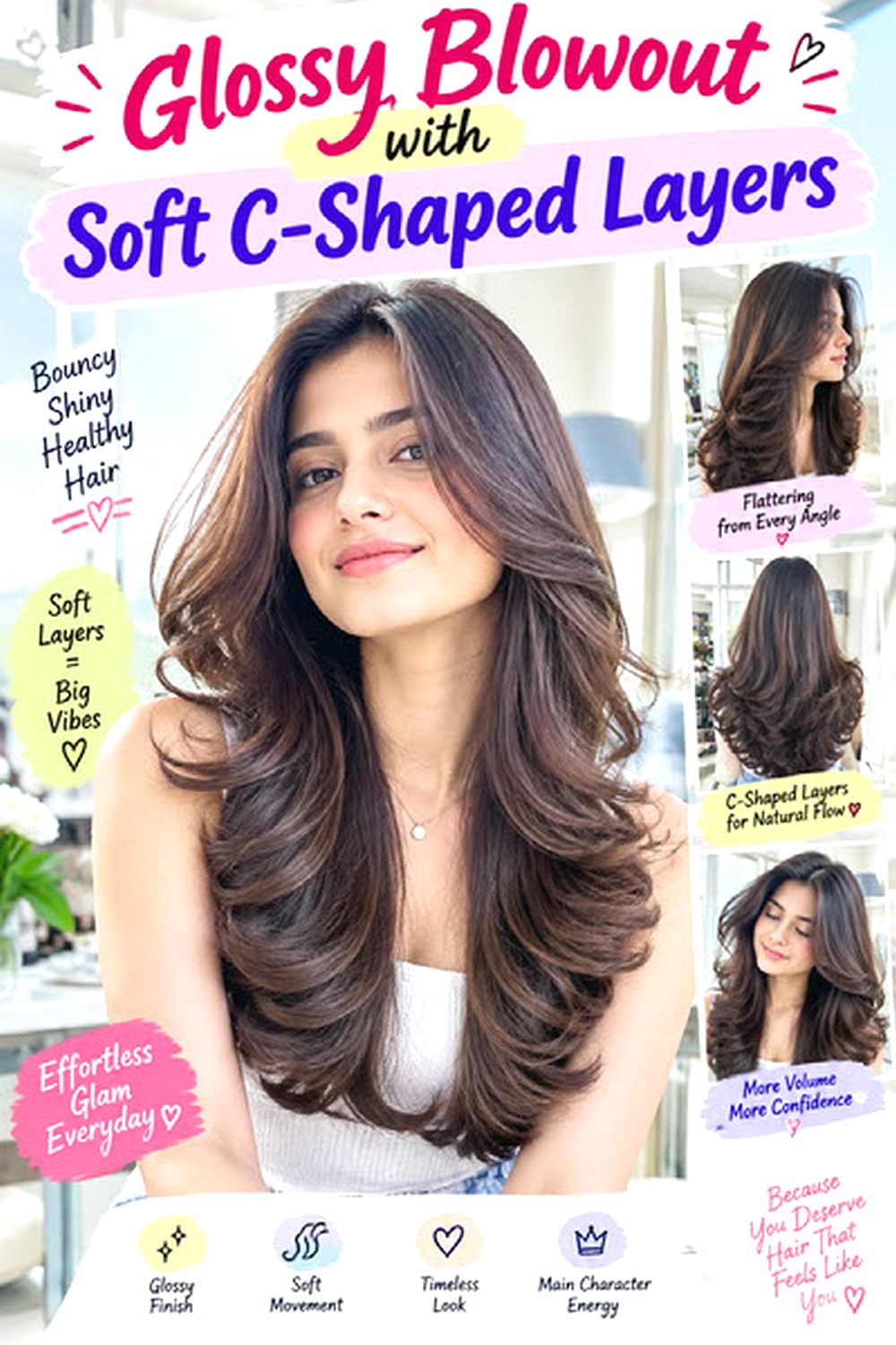 Glossy Blowout with Soft C-Shaped Layers hairstyle