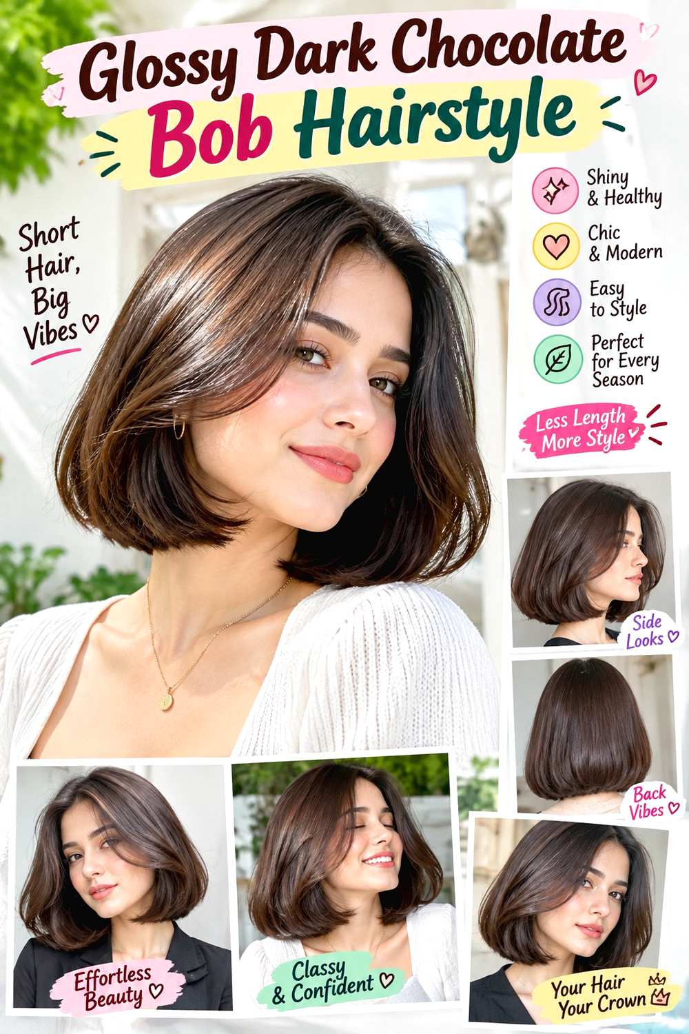 Glossy Dark Chocolate Bob Hairstyle
