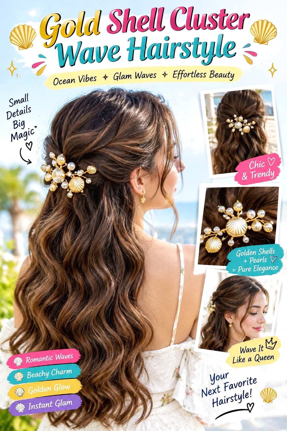 Gold Shell Cluster Wave Hairstyle