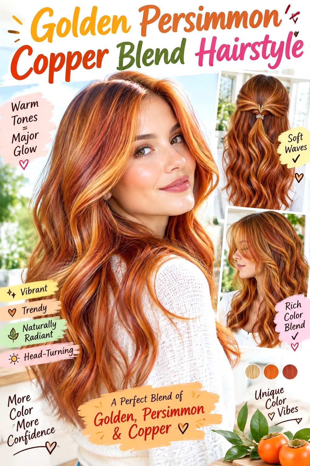 Golden Persimmon Copper Blend Hairstyle