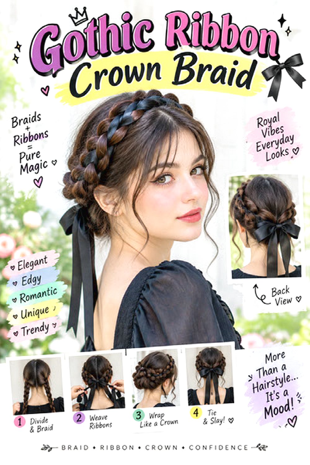 Gothic Ribbon Crown Braid