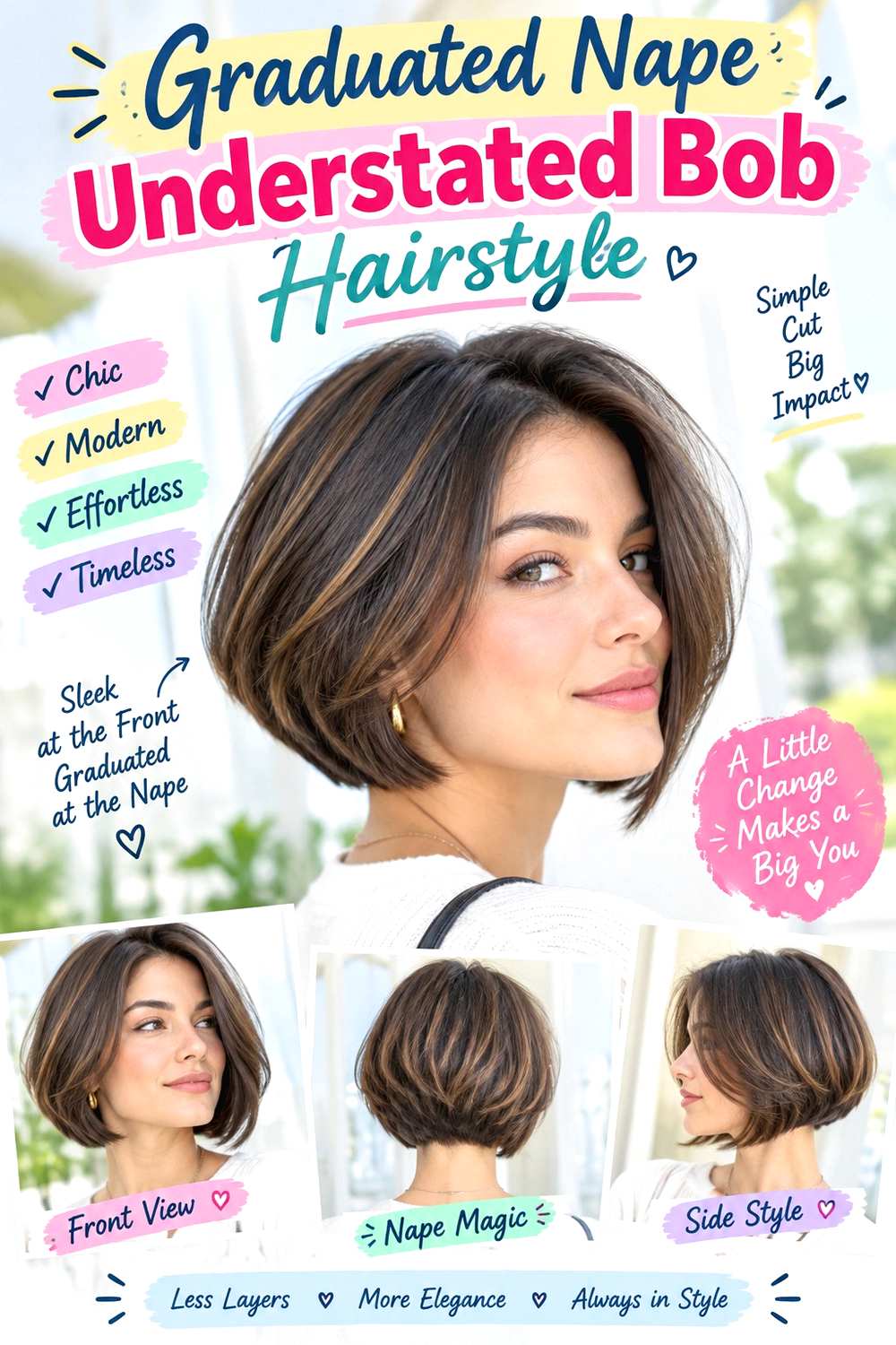 Graduated Nape Understated Bob Hairstyle