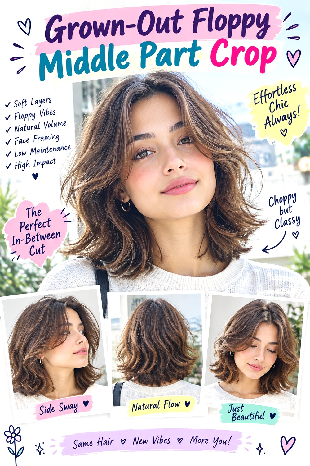 Grown-Out Floppy Middle Part Crop hairstyle