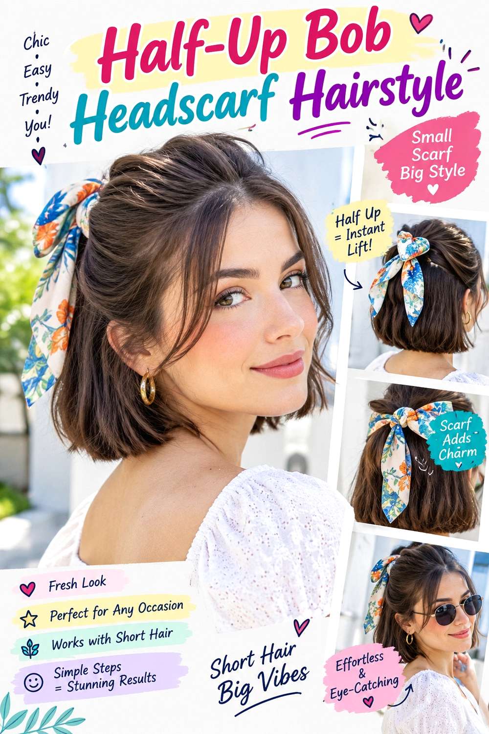 Half-Up Bob Headscarf Hairstyle
