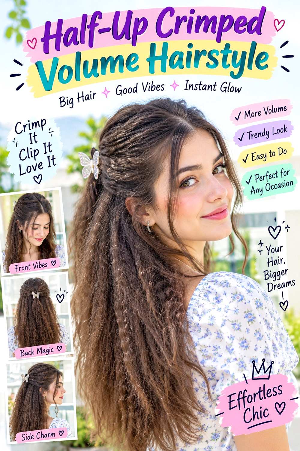 Half-Up Crimped Volume Hairstyle