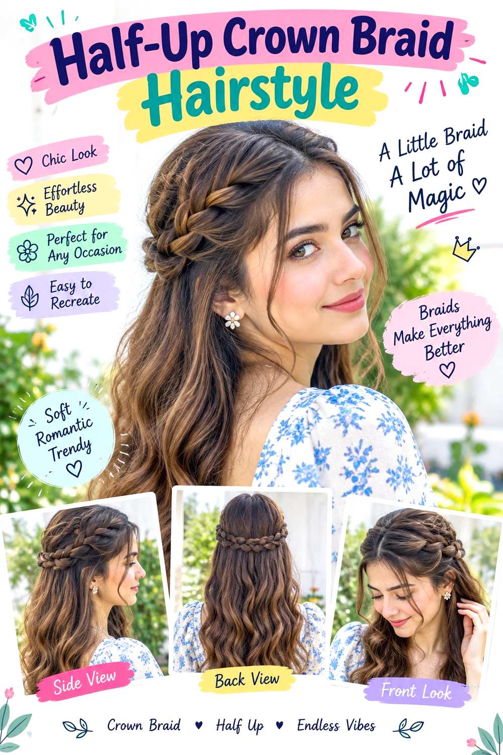 Half-Up Crown Braid Hairstyle