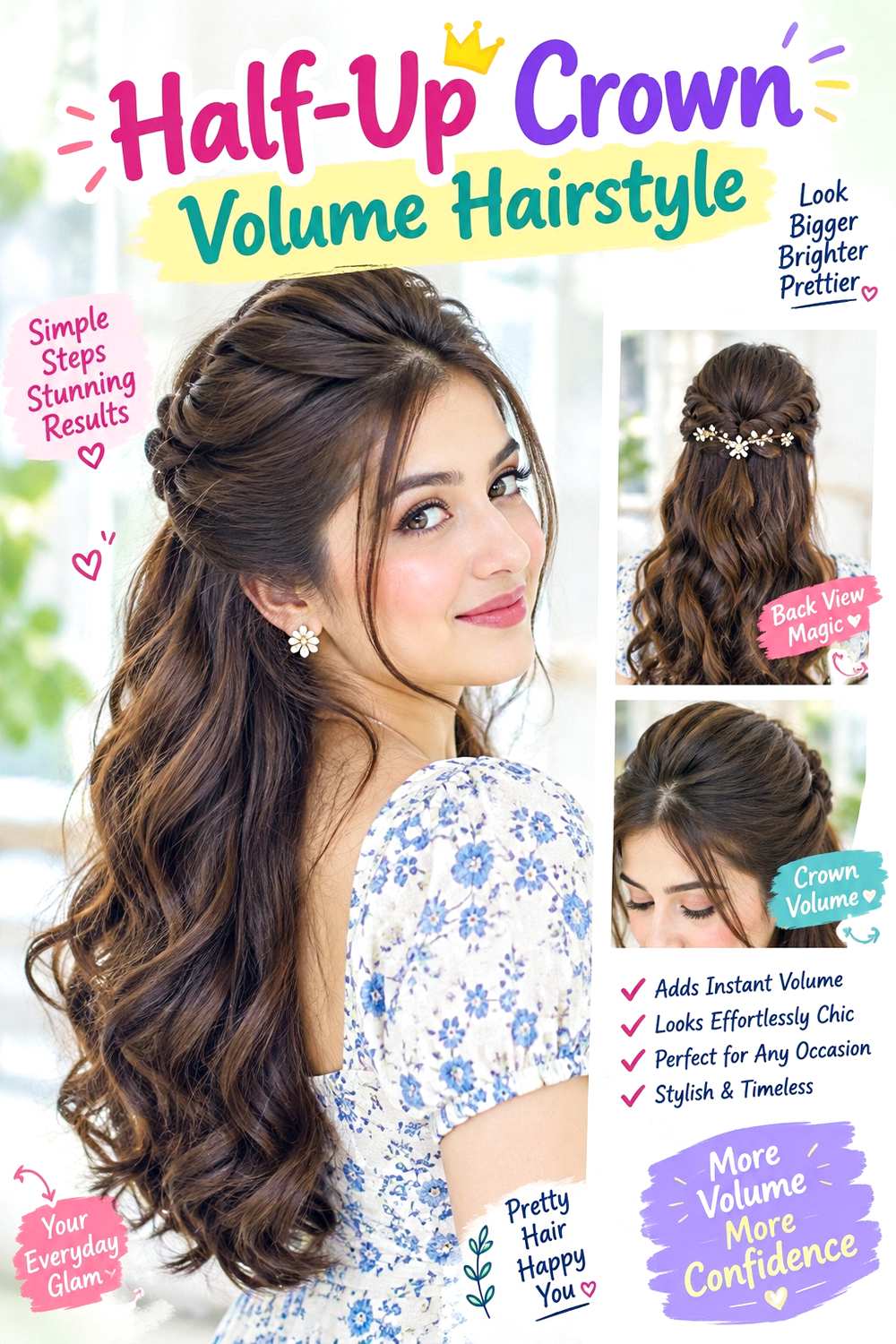 Half-Up Crown Volume Hairstyle