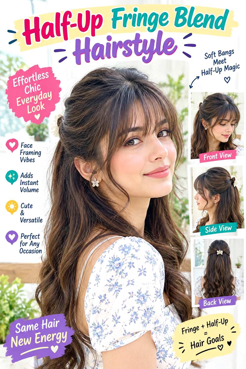 Half-Up Fringe Blend Hairstyle