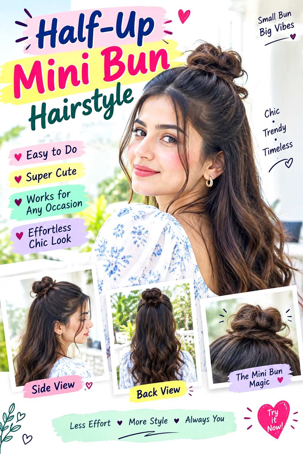 Half-Up Mini Bun Hairstyle