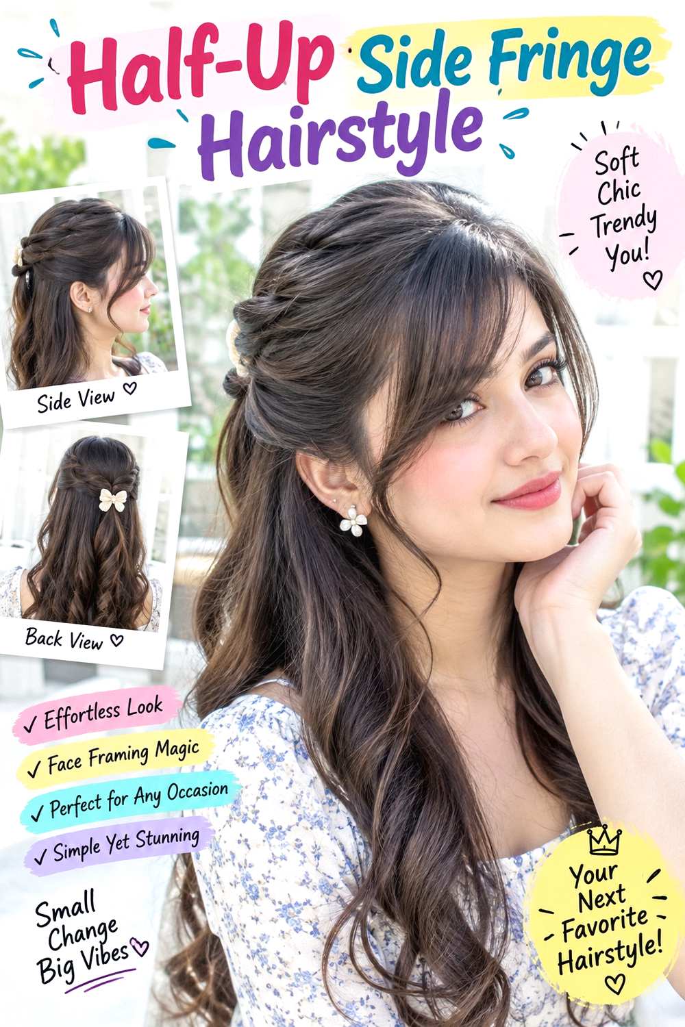 Half-Up Side Fringe Hairstyle