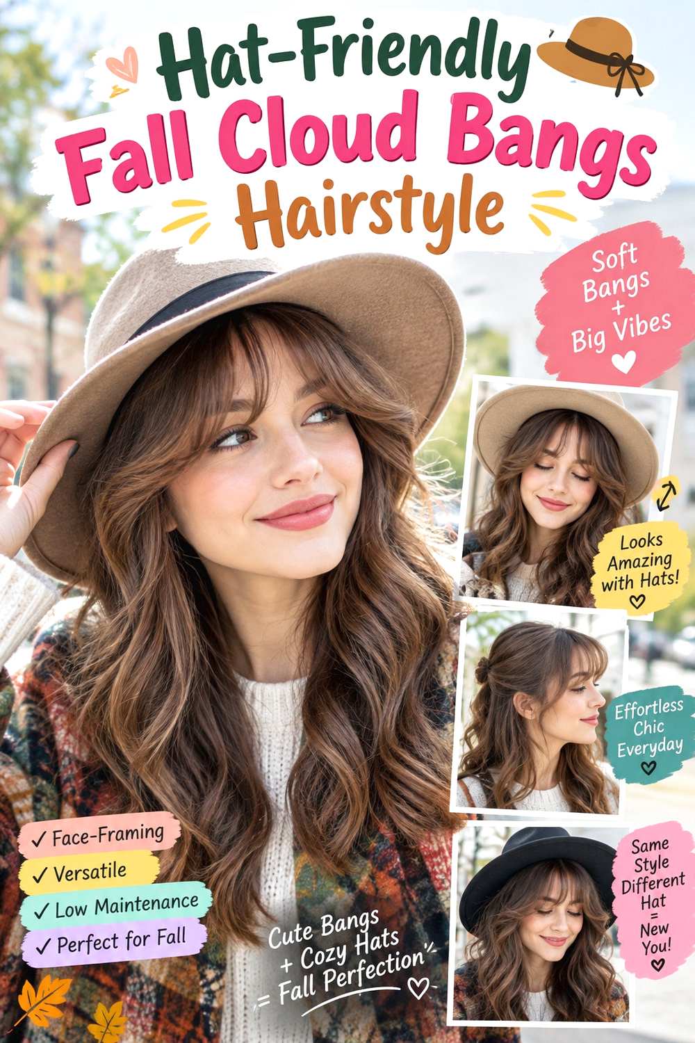 Hat-Friendly Fall Cloud Bangs Hairstyle