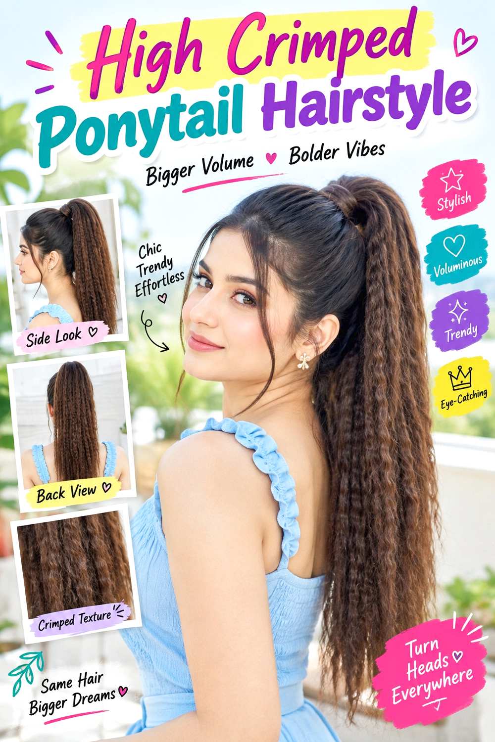 High Crimped Ponytail Hairstyle