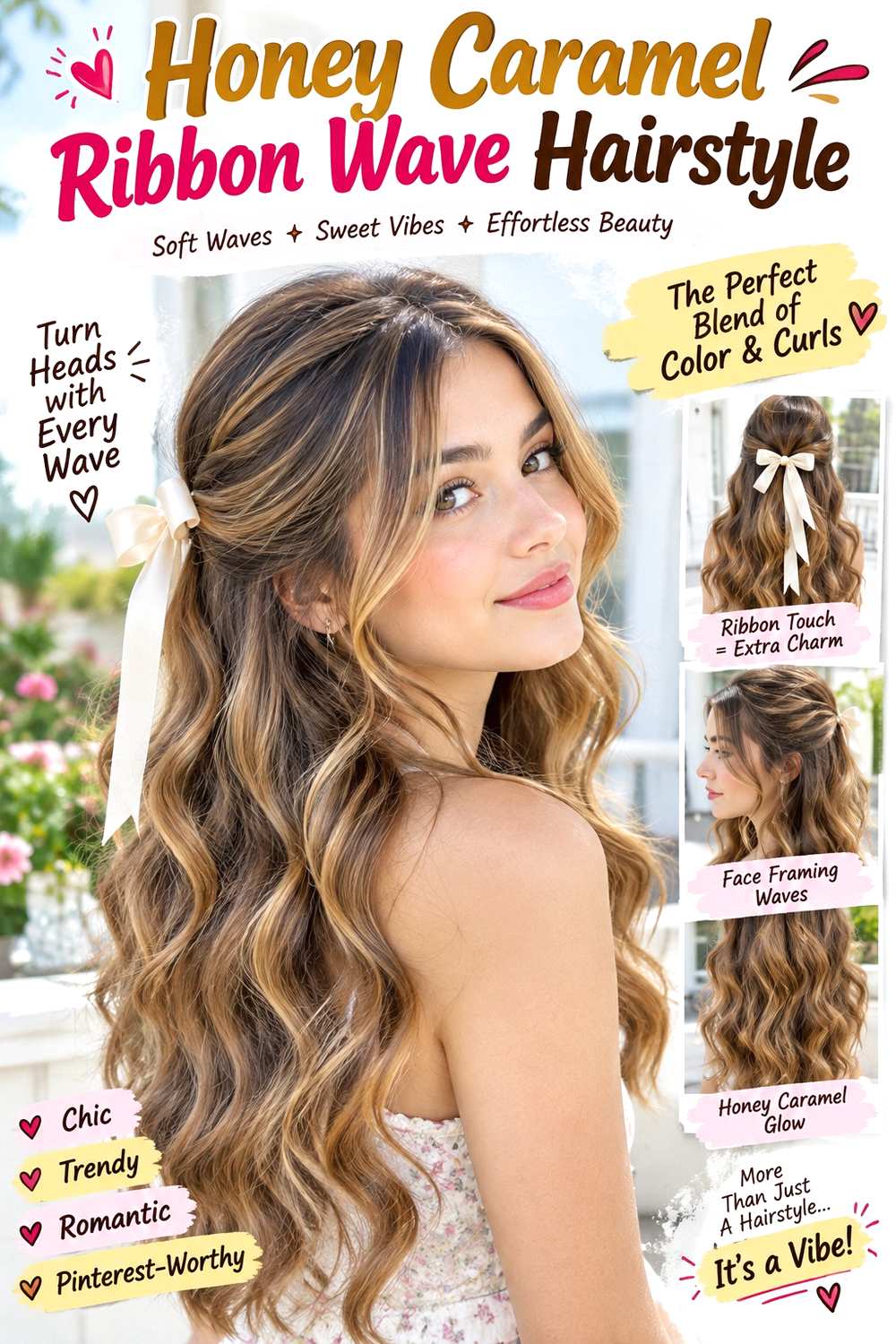 Honey Caramel Ribbon Wave Hairstyle
