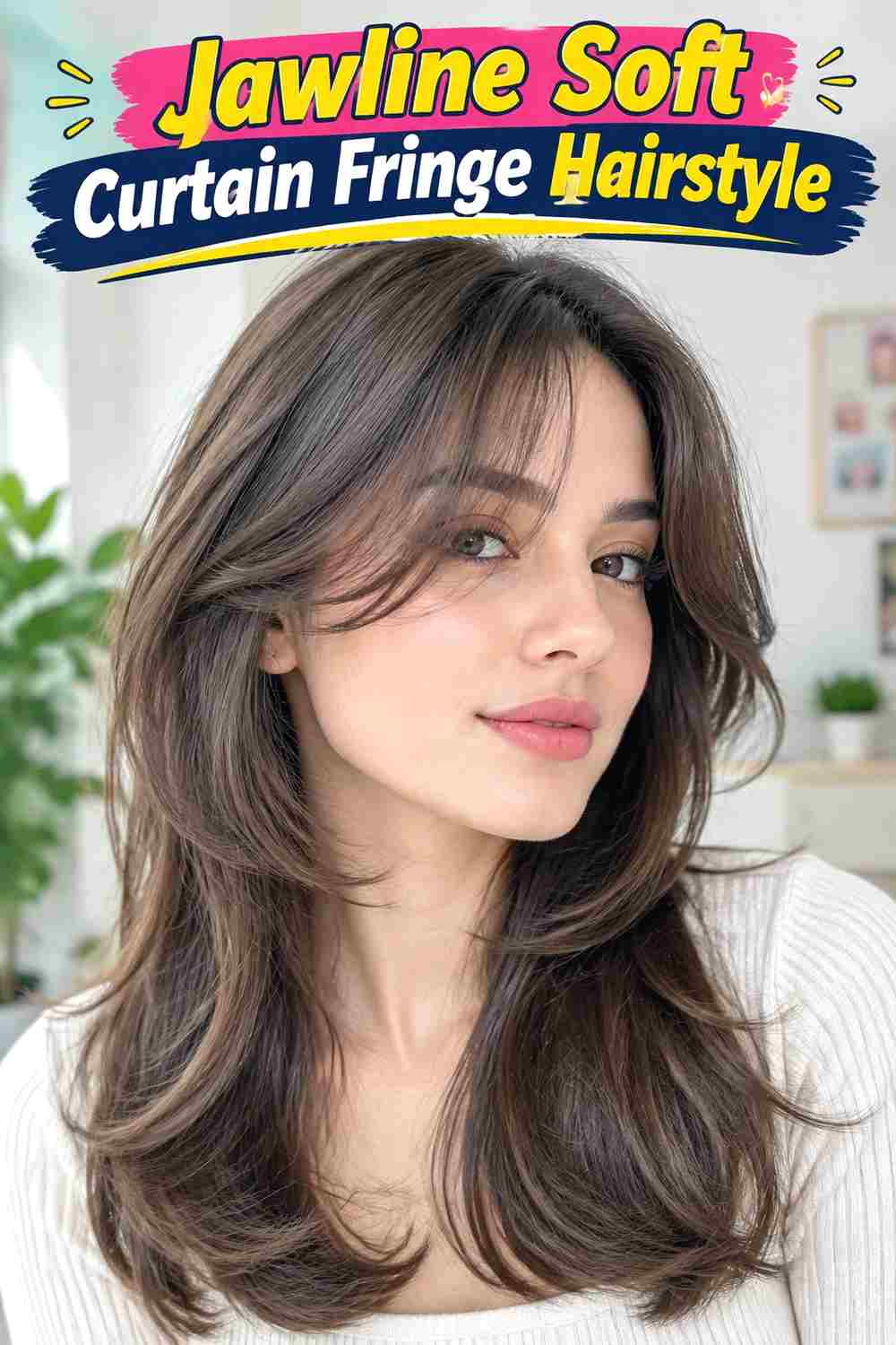 Jawline Soft Curtain Fringe Hairstyle