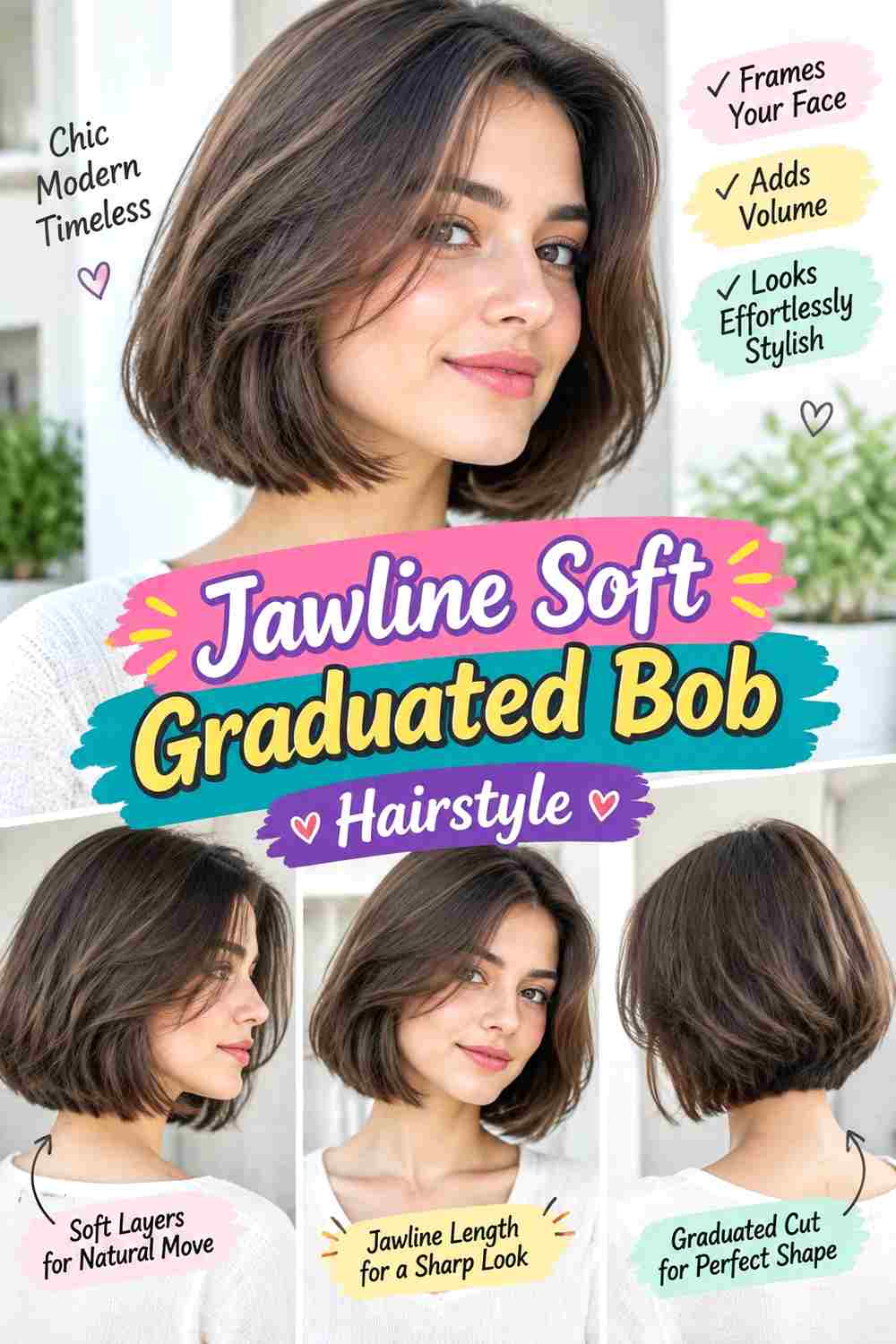 Jawline Soft Graduated Bob Hairstyle