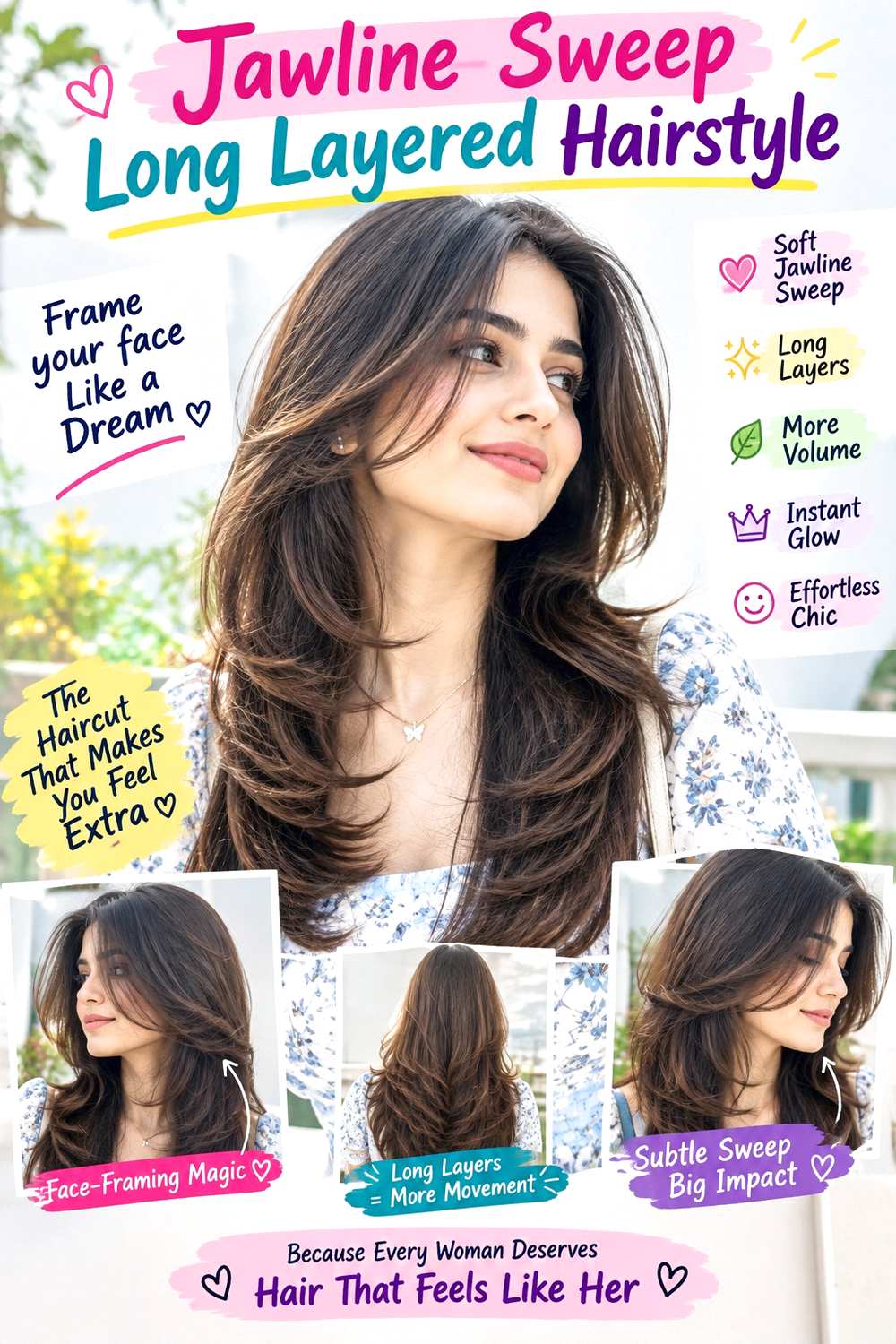 Jawline Sweep Long Layered Hairstyle
